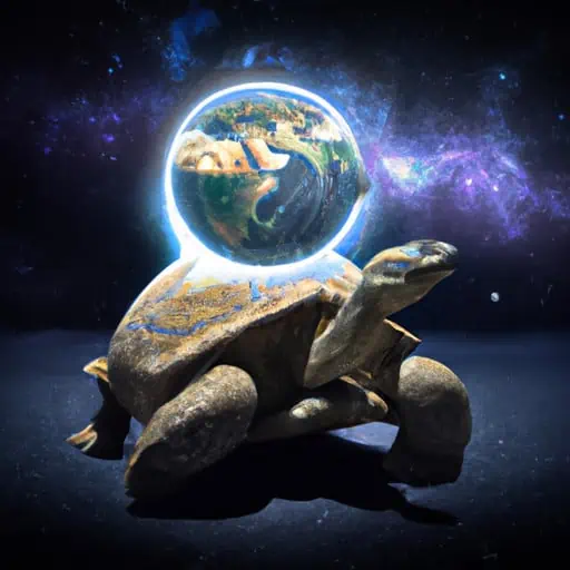 giant turtle carrying world on back in space 