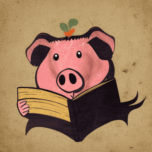 pig with book
