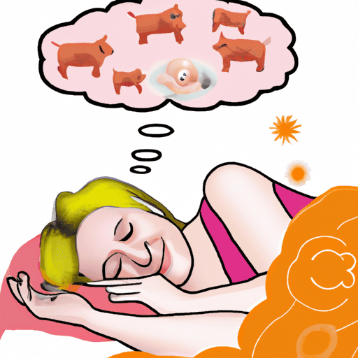 sleeping woman dreaming about pigs