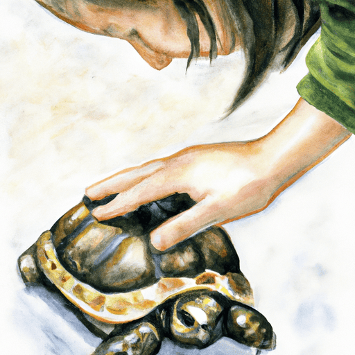 petting a turtle
