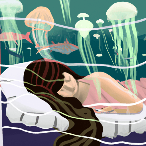 sleeping woman dreaming about jellyfish