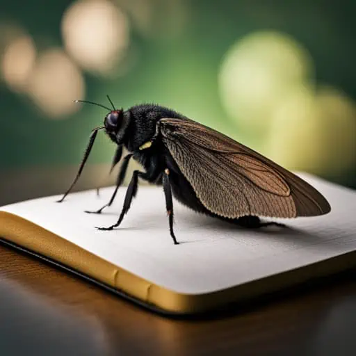 black moth on a book