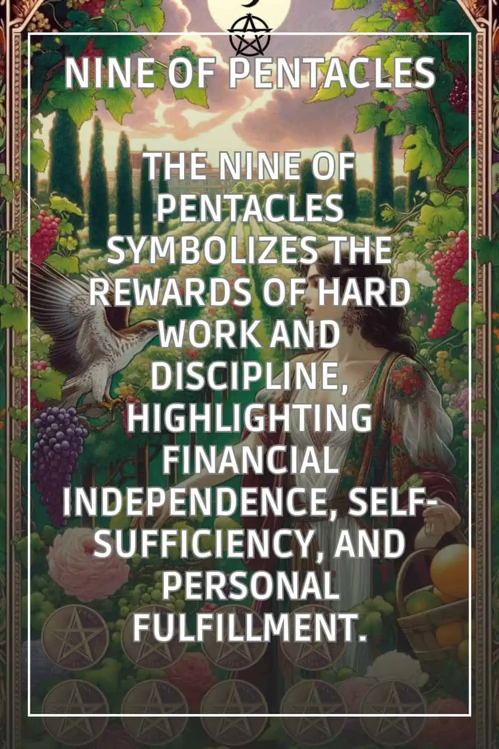 nine of pentacles tarot card meaning pin