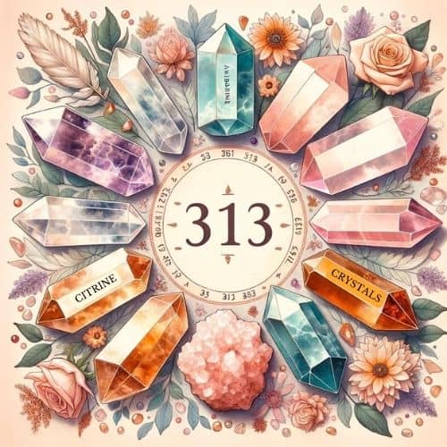 Citrine, aquamarine, rose quartz, and amethyst linked to 313's energy