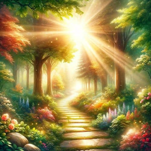Sunlit path through a forest, representing new beginnings and progress with 313